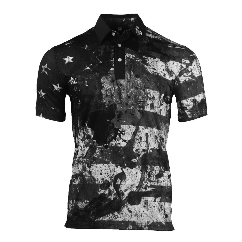 Scorpion21 Freedom Black & White Golf Polo